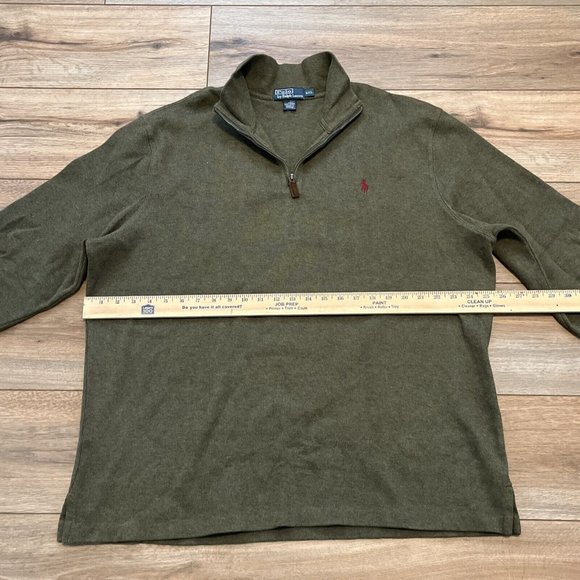 Men's Polo Ralph Lauren 1/4 Zip Sweater SZ XXL Green Cotton Pullover Casual Logo - Picture 7 of 11